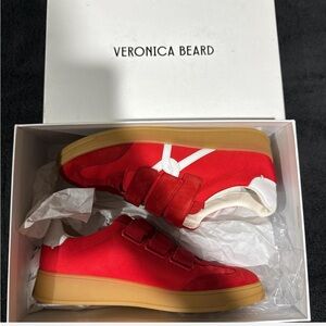 Veronica Beard Red Reagan Velcro Sneakers